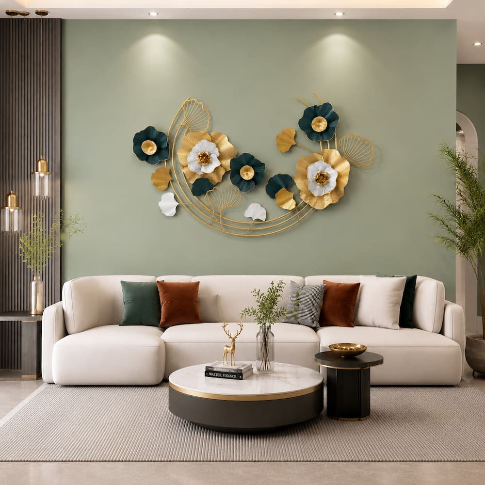 Modern Metal Wall Decor Art with Flowers Home Decor