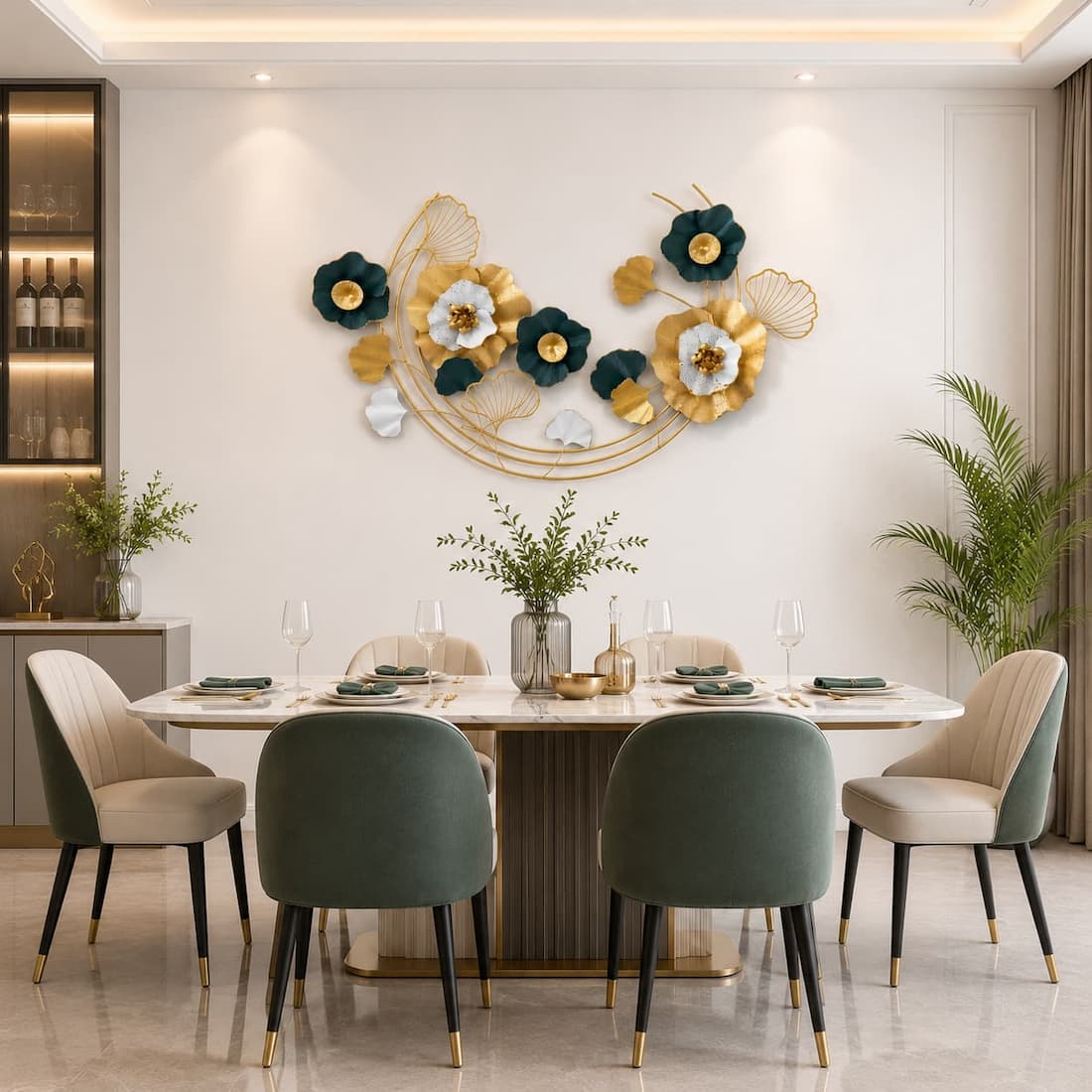 Modern Metal Wall Decor Art with Flowers Home Decor