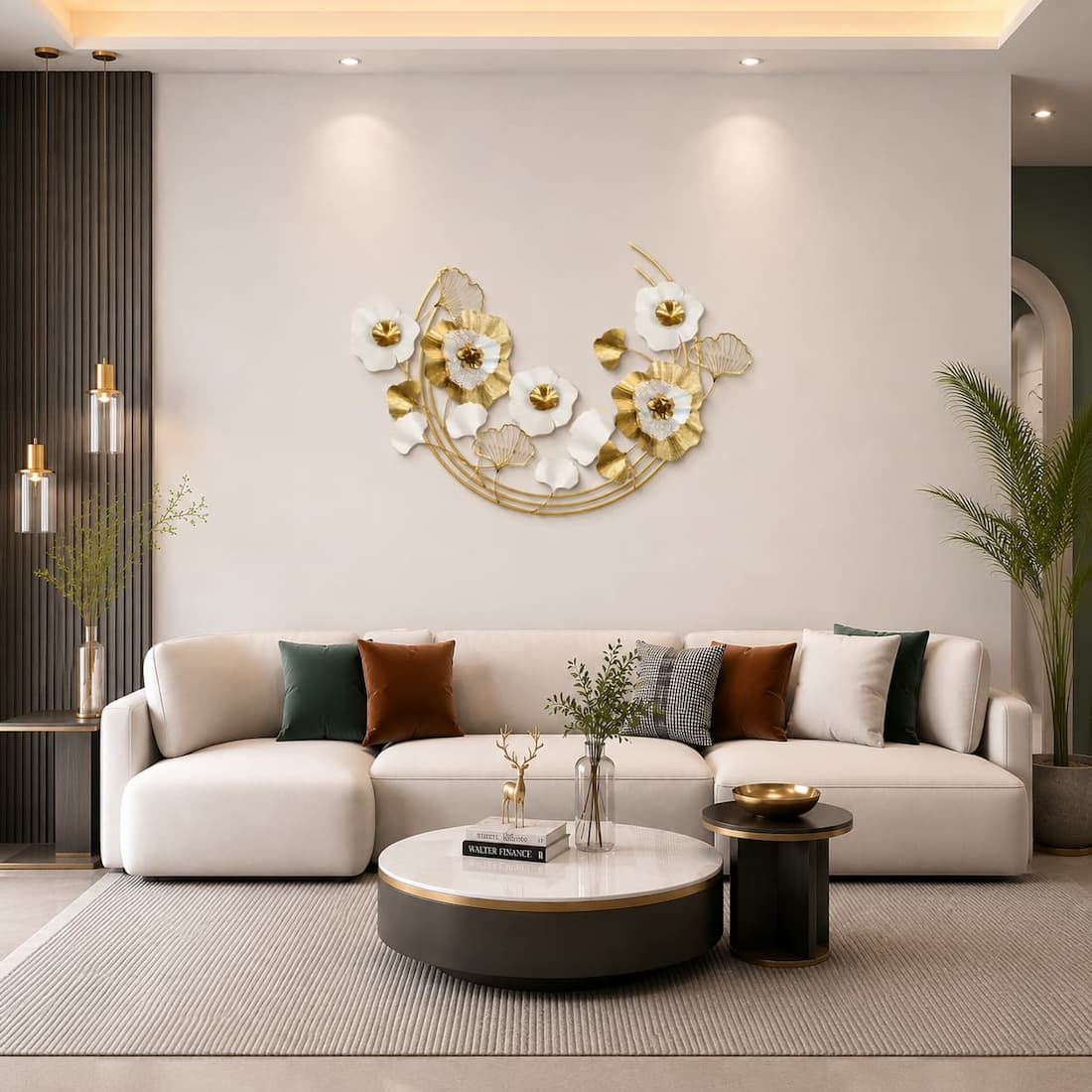 Modern Metal Wall Decor Art with Flowers Home Decor