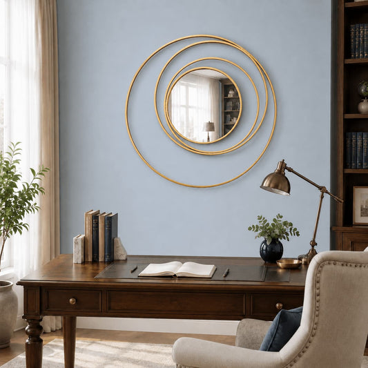 Modern 3D Gold Round Wall Mirror 
