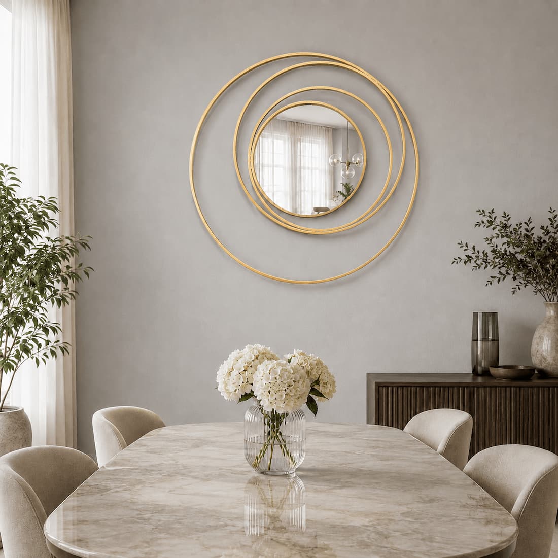 Modern 3D Gold Round Wall Mirror 