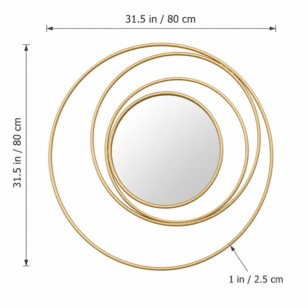 Modern 3D Gold Round Wall Mirror 