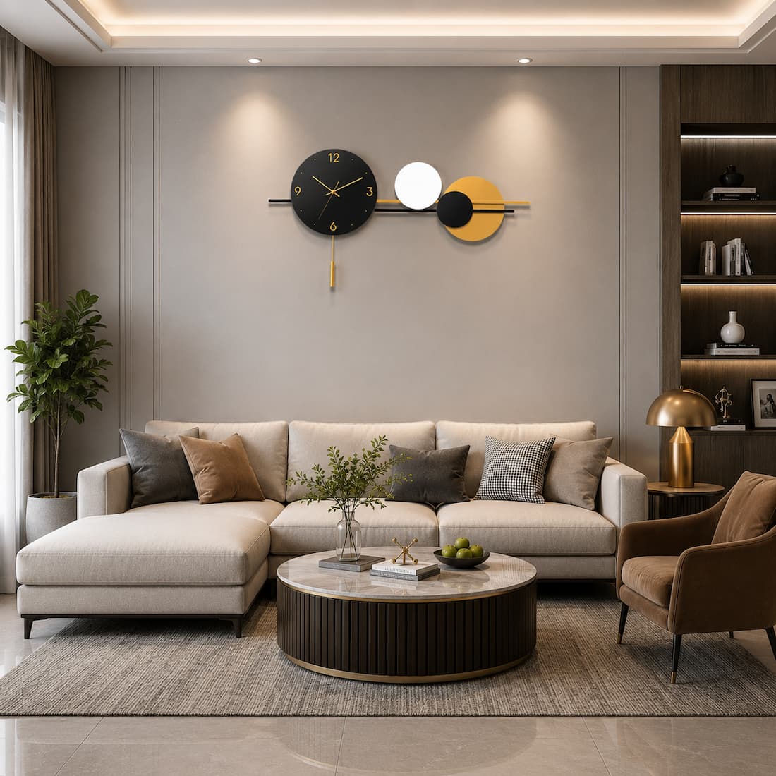 Modern 3D Geometric Round Large Metal Wall Clock