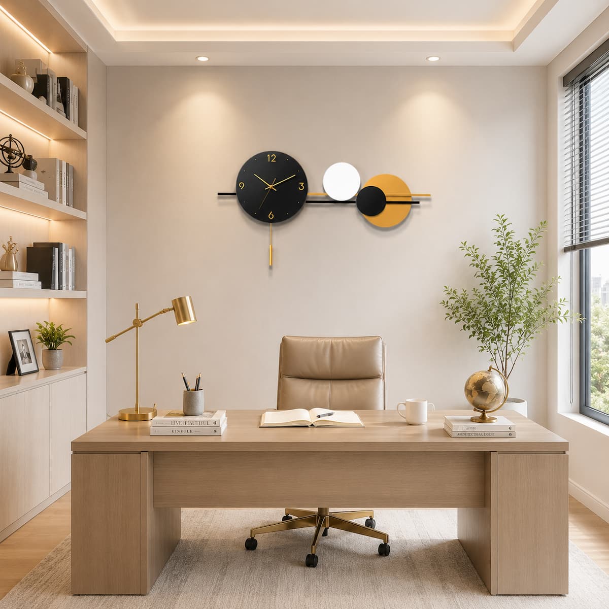 Modern 3D Geometric Round Large Metal Wall Clock