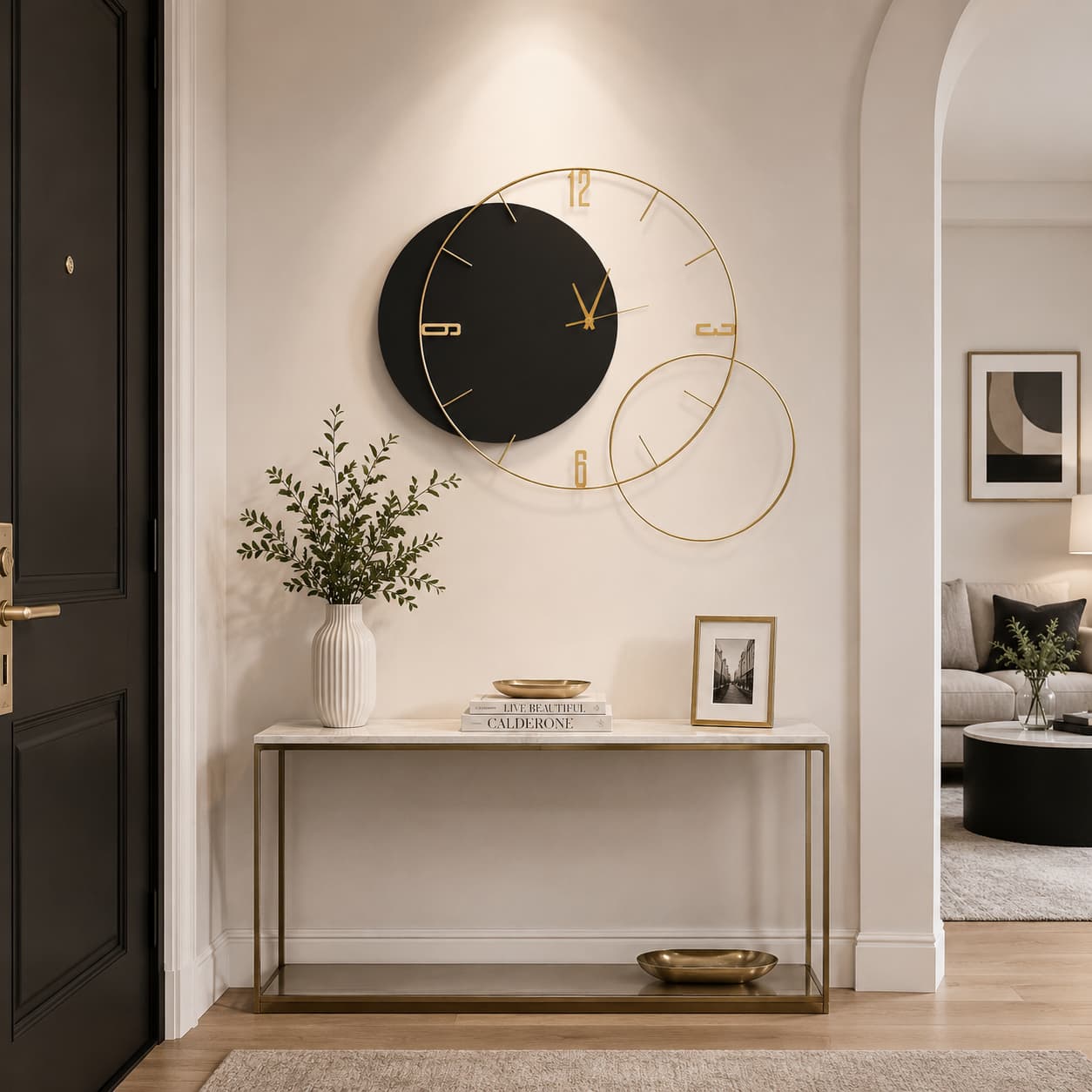 Modern Oversized Geometric Round Metal Wall Clock