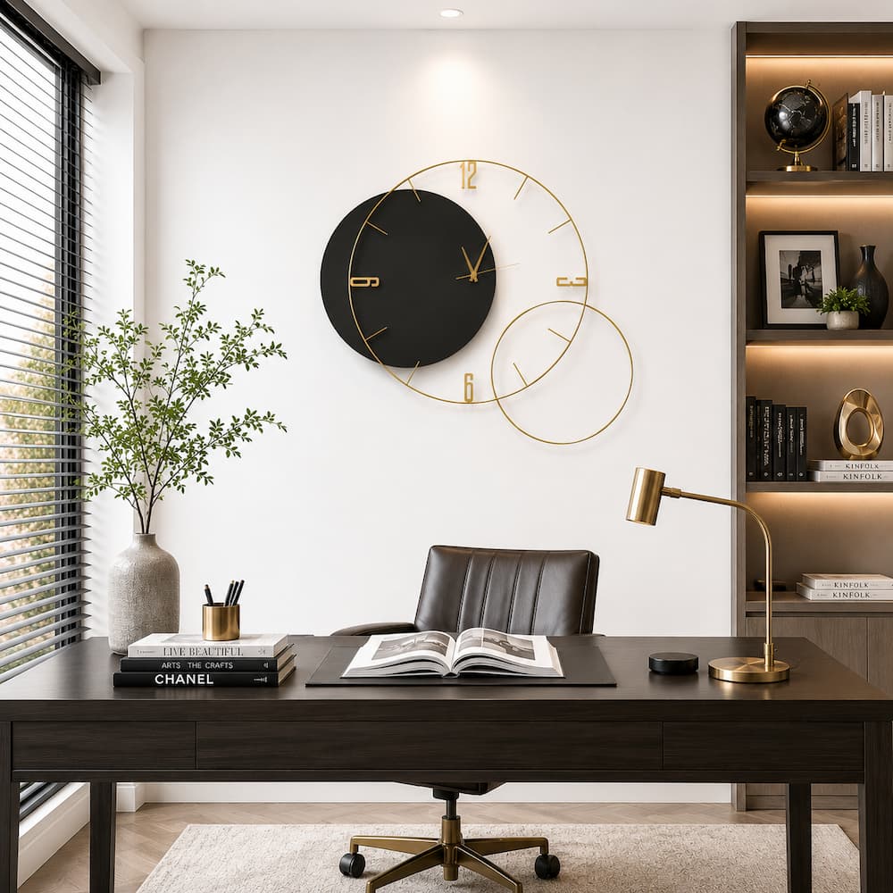 Modern Oversized Geometric Round Metal Wall Clock