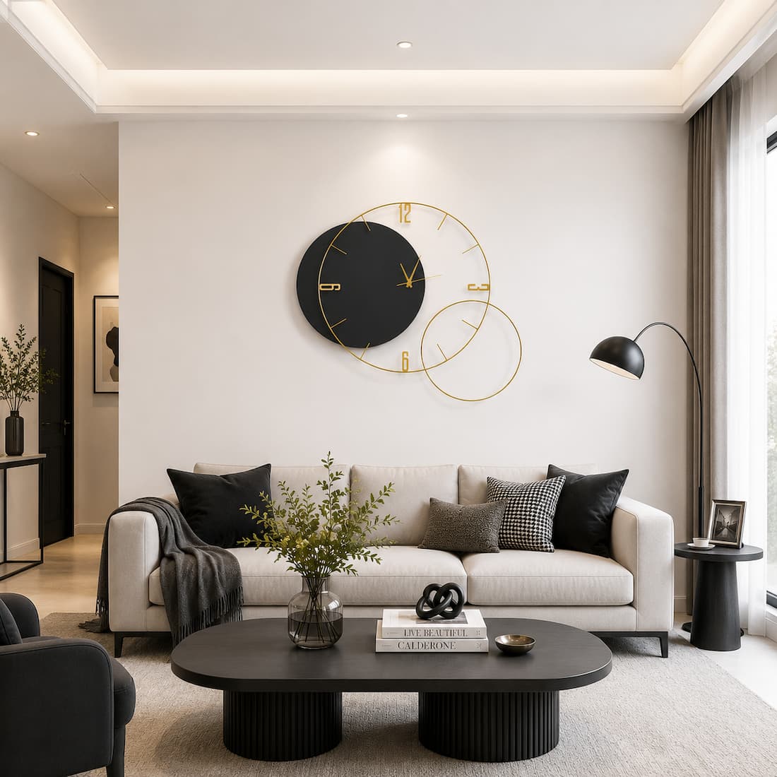 Modern Oversized Geometric Round Metal Wall Clock