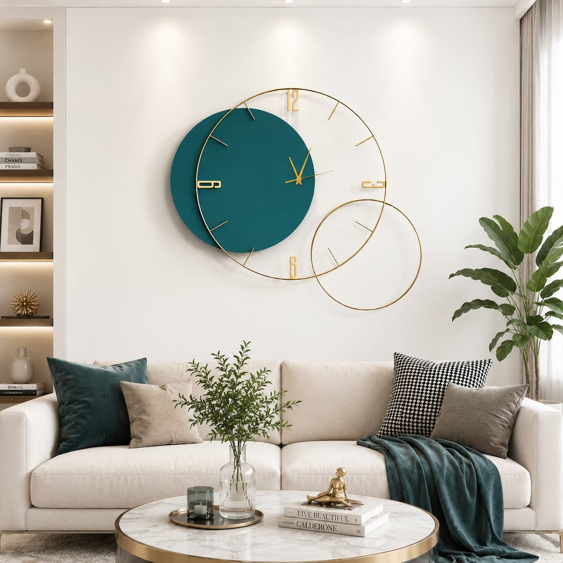 Modern Oversized Geometric Round Metal Wall Clock