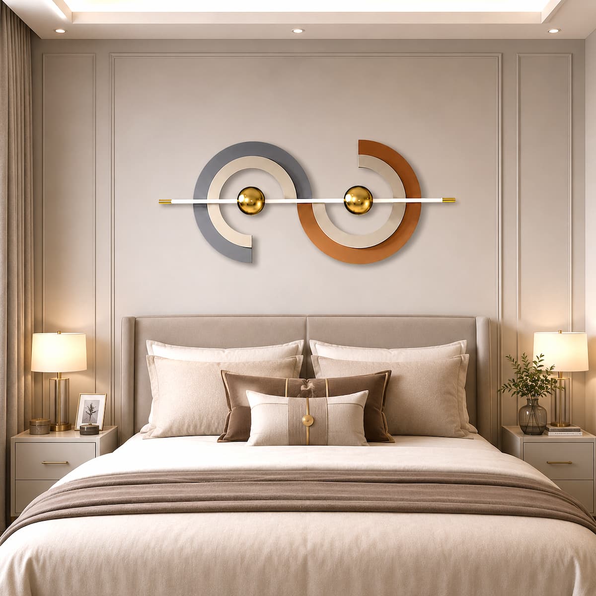 Modern Abstract Metal Wall Art Gray Creative Home Decor Sculpture