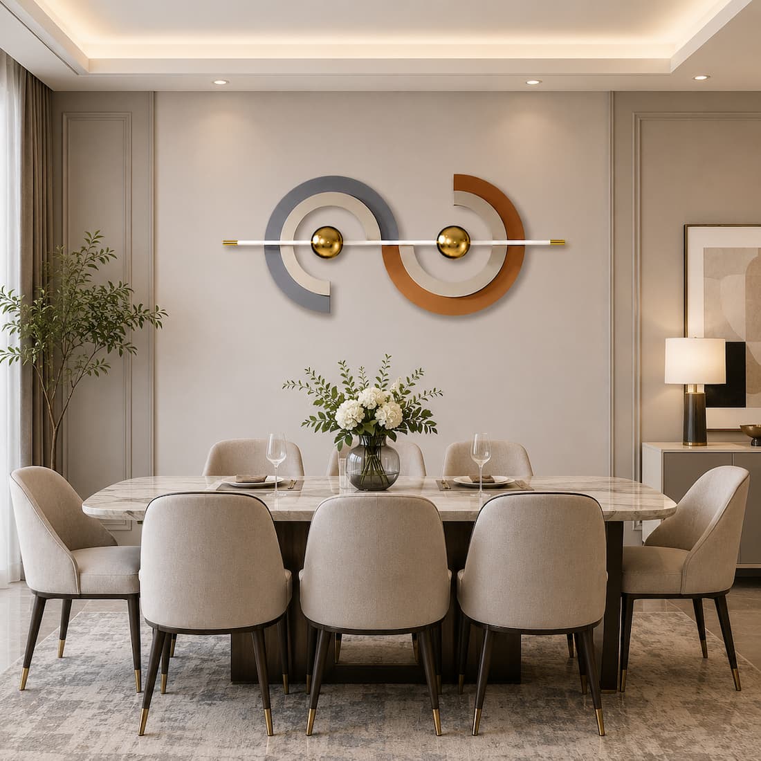 Modern Abstract Metal Wall Art Gray Creative Home Decor Sculpture