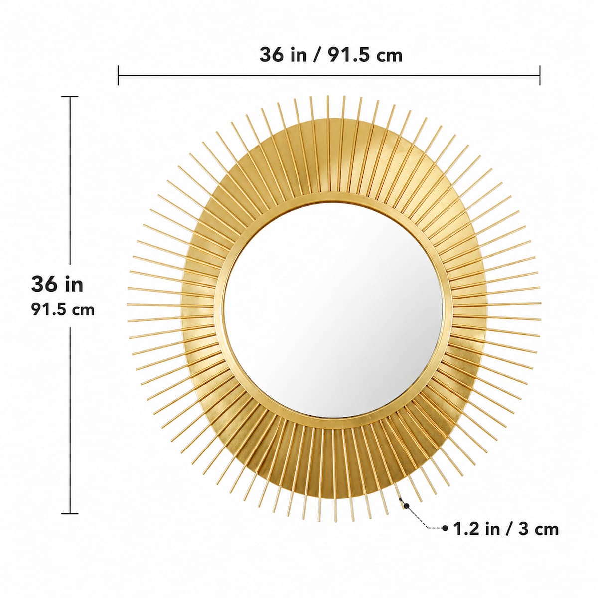 Creative Modern Sunburst Gold Metal Wall Mirror Home Decor Accent