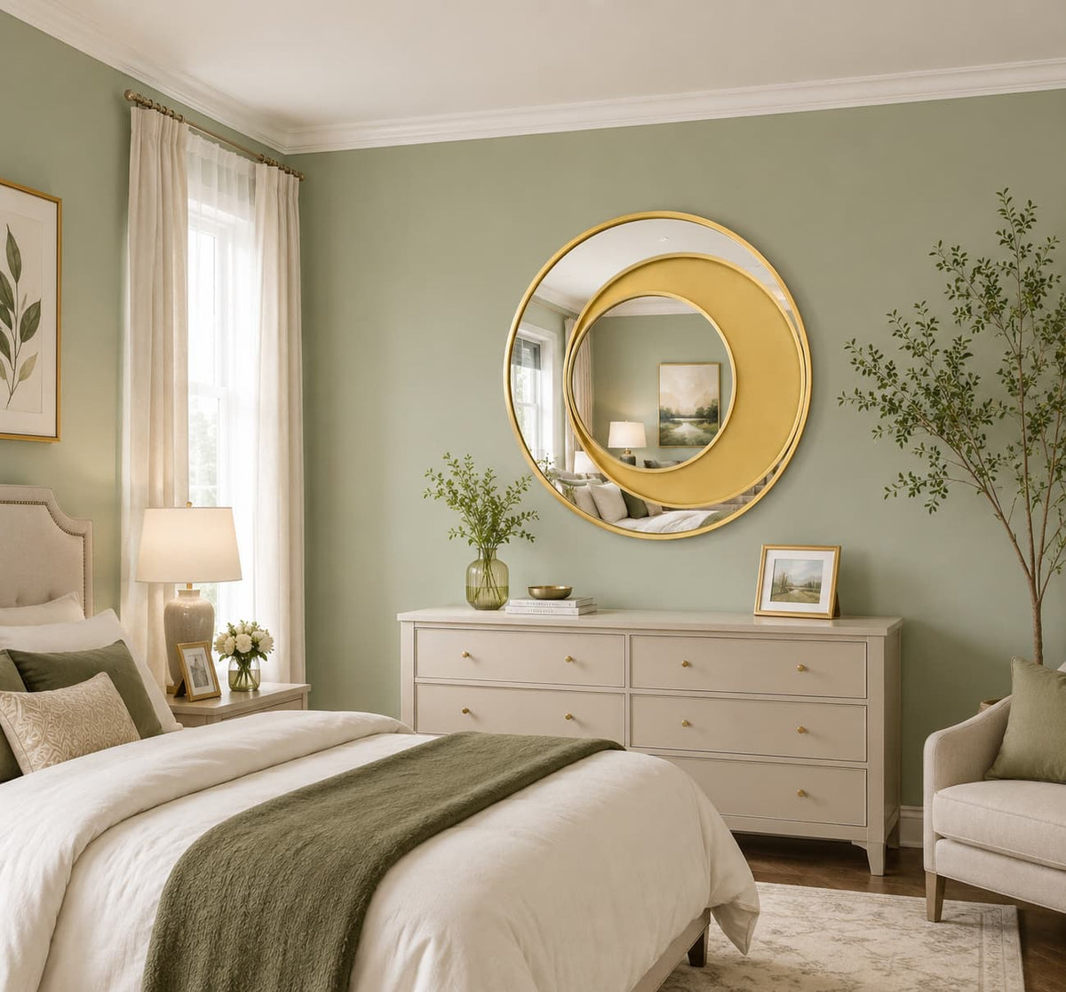 geometric gold round wall mirror modern accent