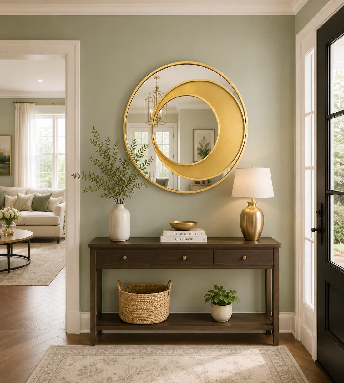 geometric gold round wall mirror modern accent