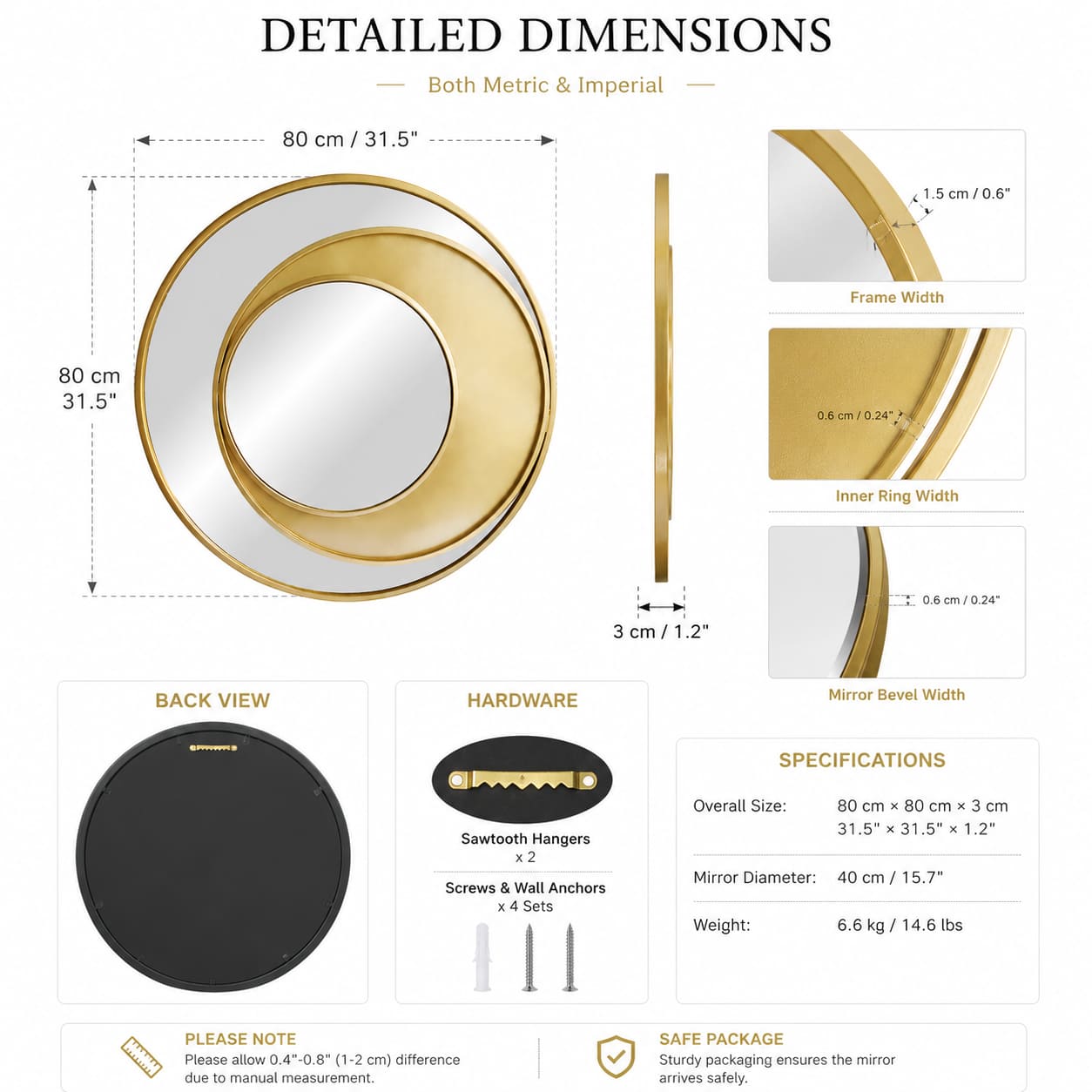 geometric gold round wall mirror modern accent