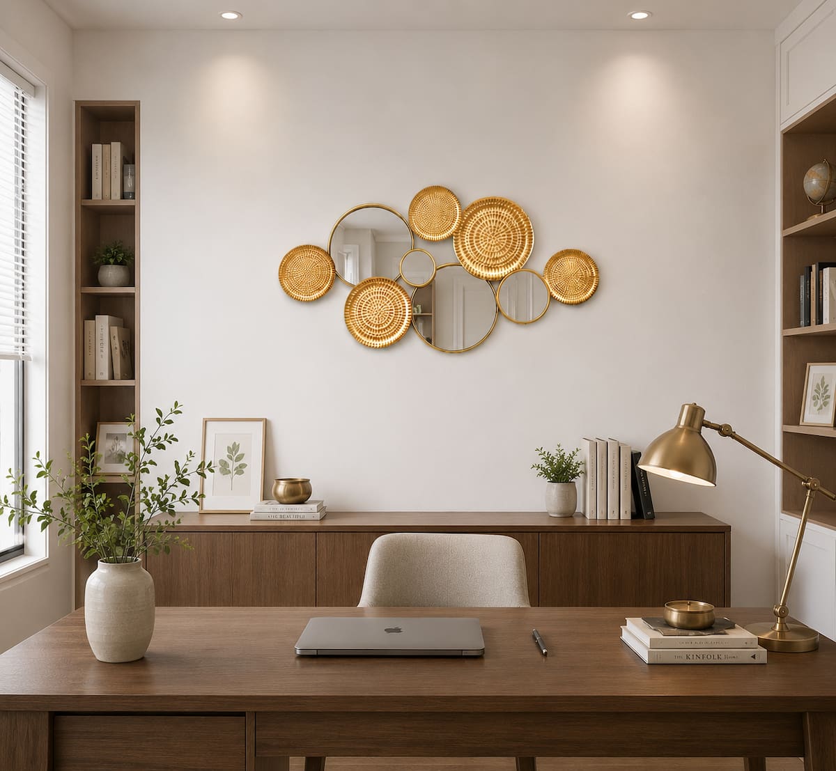 Geometric Multi-Circle Gold Metal Wall Mirror