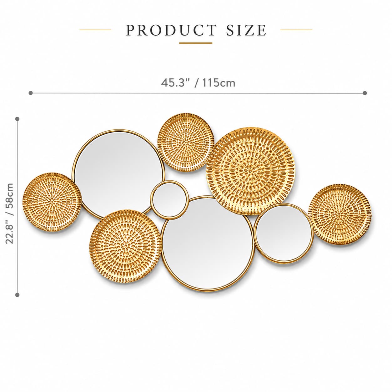 Geometric Multi-Circle Gold Metal Wall Mirror