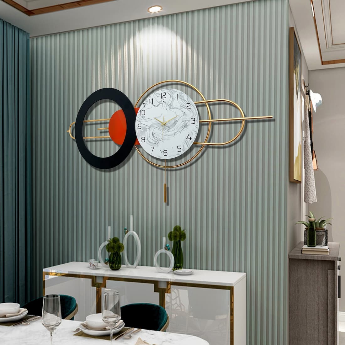 creative geometric metal wall clock