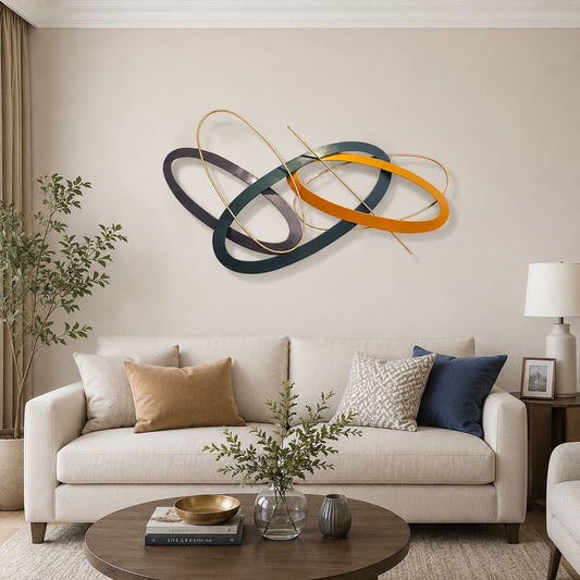 3D Modern Geometric Overlapping Metal Wall Accent