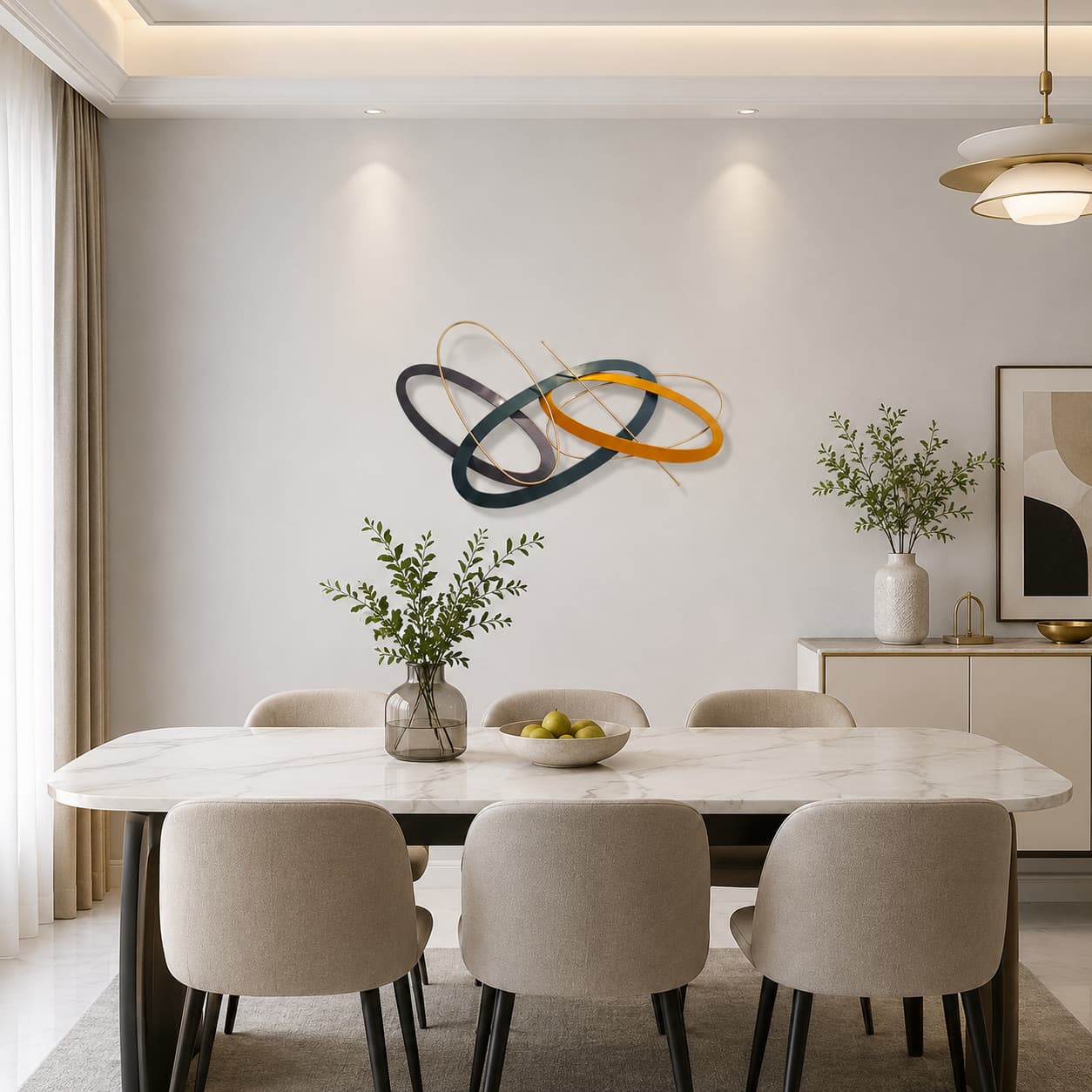 3D Modern Geometric Overlapping Metal Wall Accent