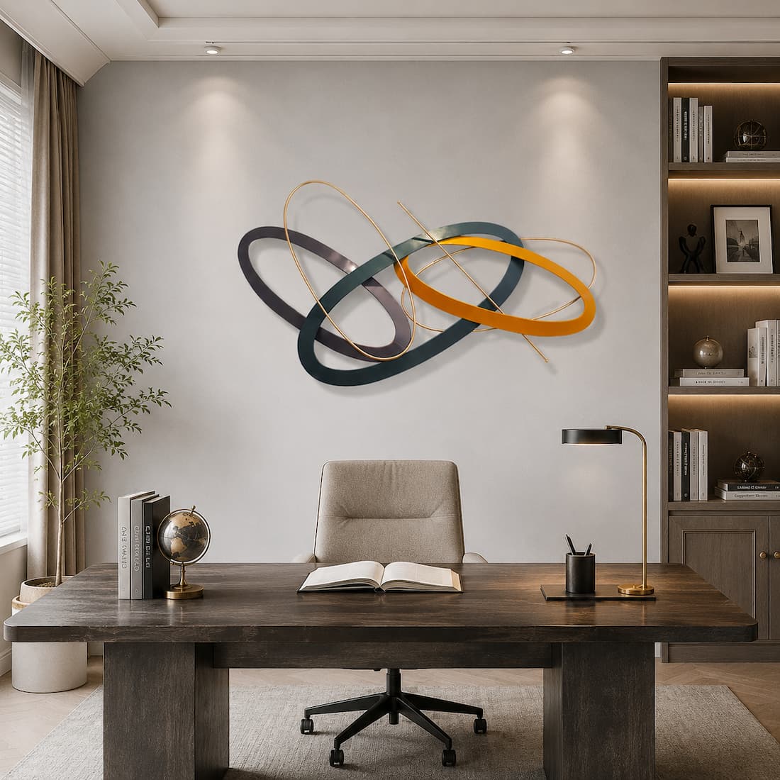 3D Modern Geometric Overlapping Metal Wall Accent