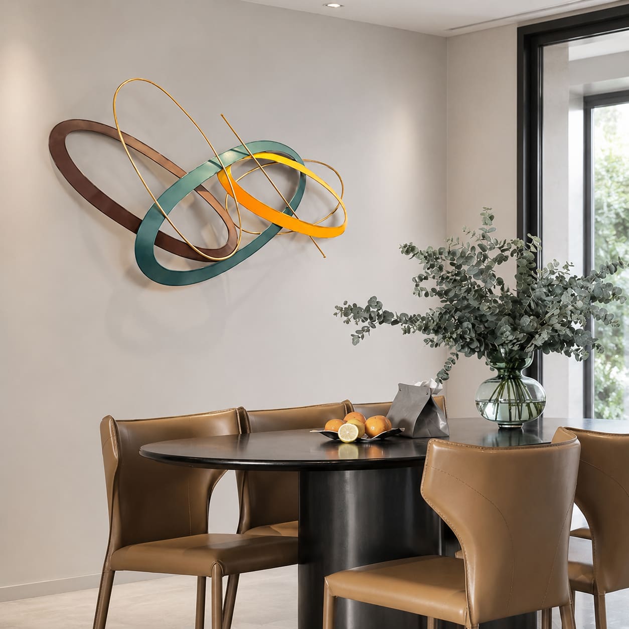 3D Modern Geometric Overlapping Metal Wall Accent