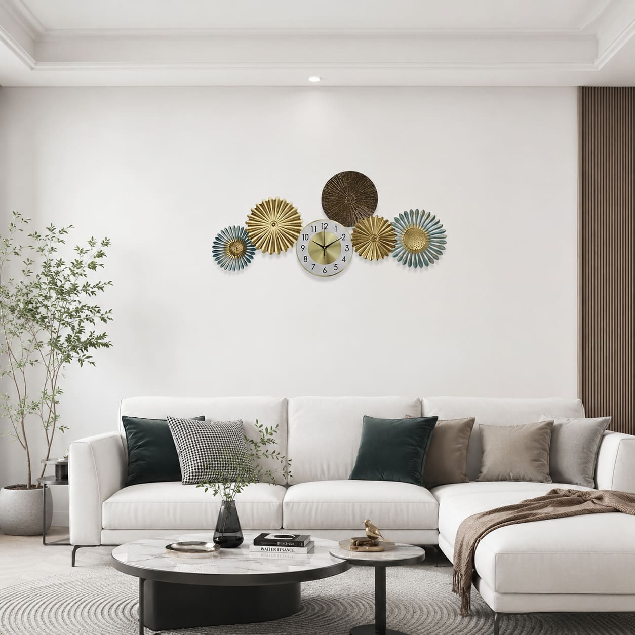 Creative Abstract Geometric Multi-Round Flower Wall Clock