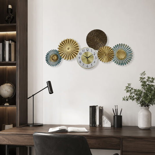Creative Abstract Geometric Multi-Round Flower Wall Clock