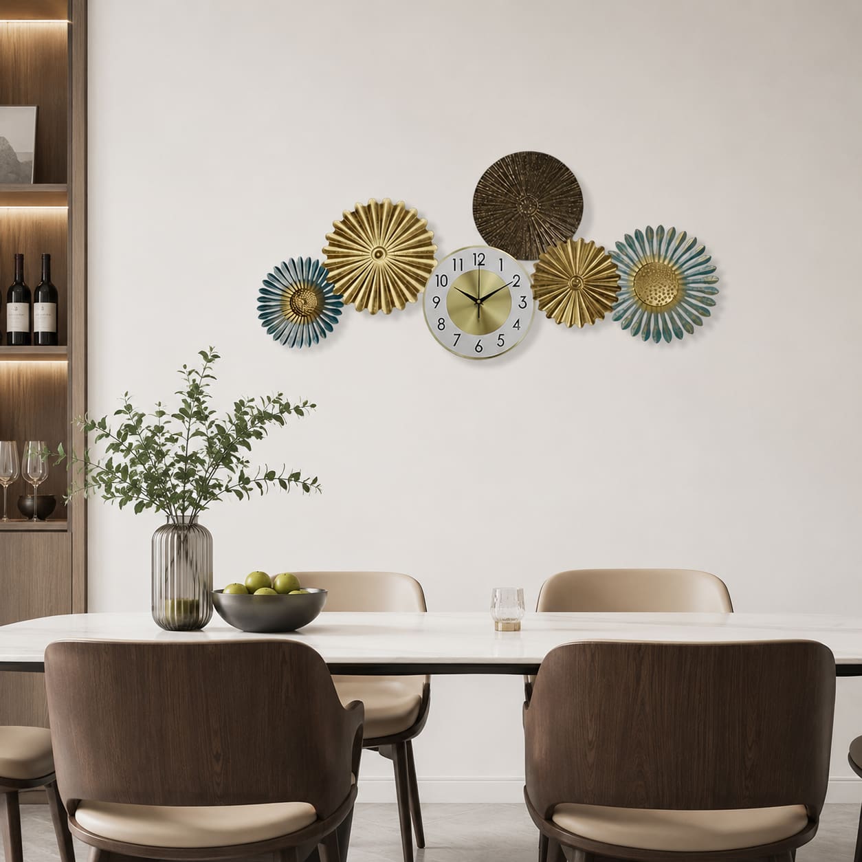 Creative Abstract Geometric Multi-Round Flower Wall Clock