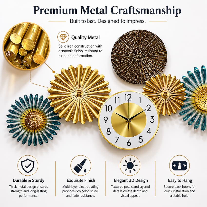 Creative Abstract Geometric Multi-Round Flower Wall Clock