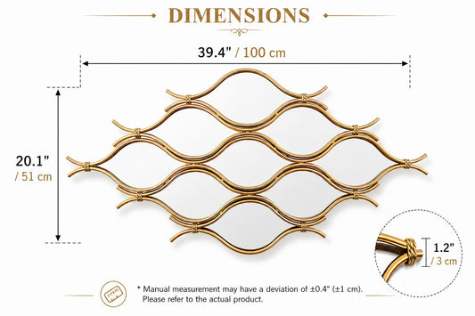 Abstract Glam Geometric Gold Metal Wall Mirror Home Decor Accent 