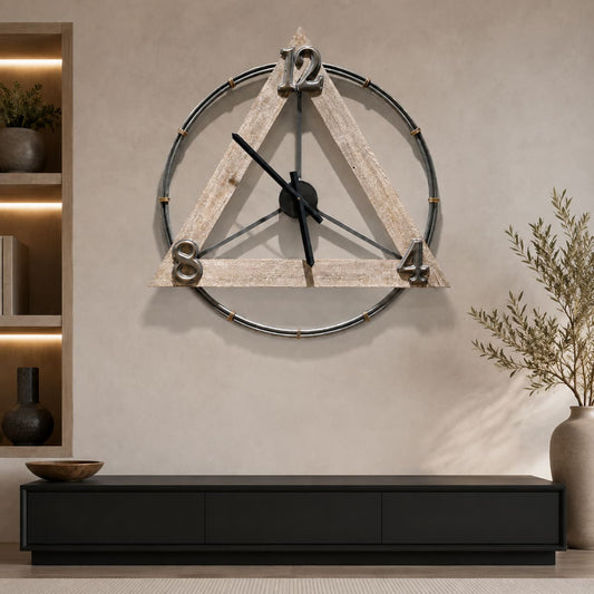 Triangle Wooden Vintage Geometric Art Wall Clock