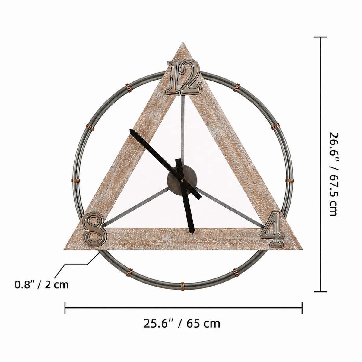 Triangle Wooden Vintage Geometric Art Wall Clock