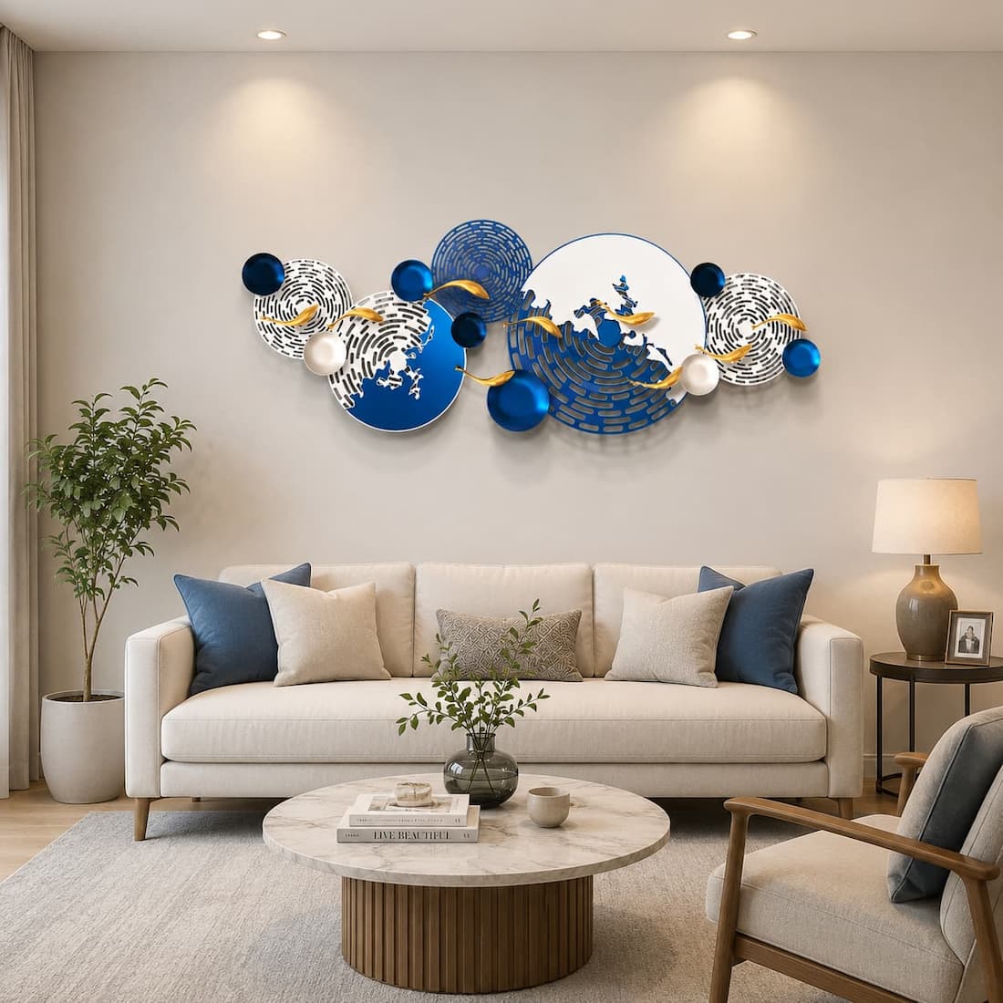 Metal Wall Art Auspicious Fish Hollow Design Home Decor