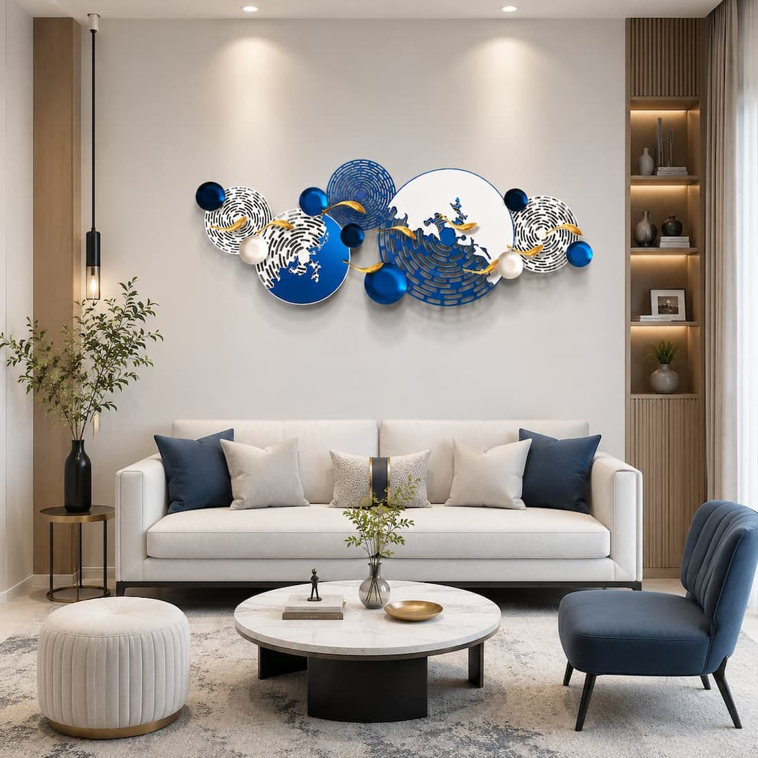 Metal Wall Art Auspicious Fish Hollow Design Home Decor