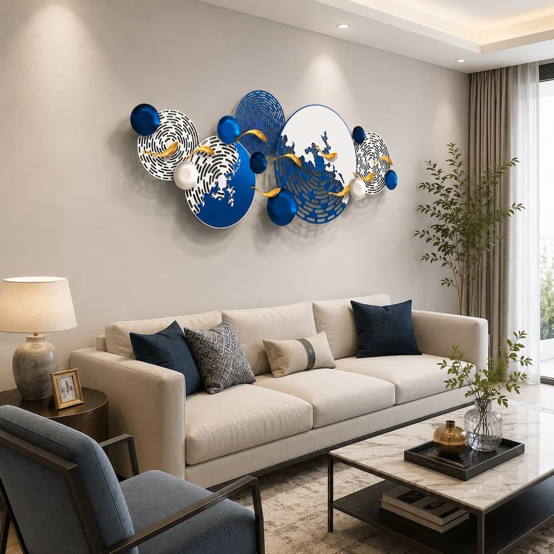 Metal Wall Art Auspicious Fish Hollow Design Home Decor
