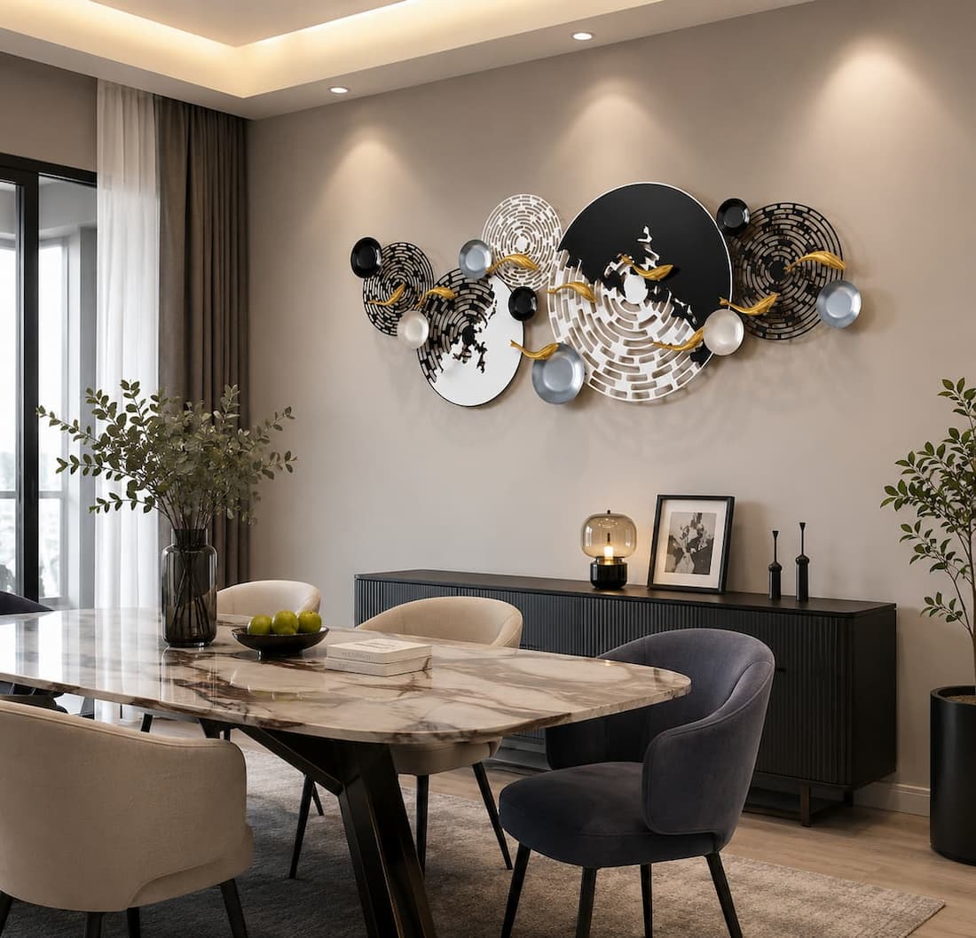 Metal Wall Art Auspicious Fish Hollow Design Home Decor