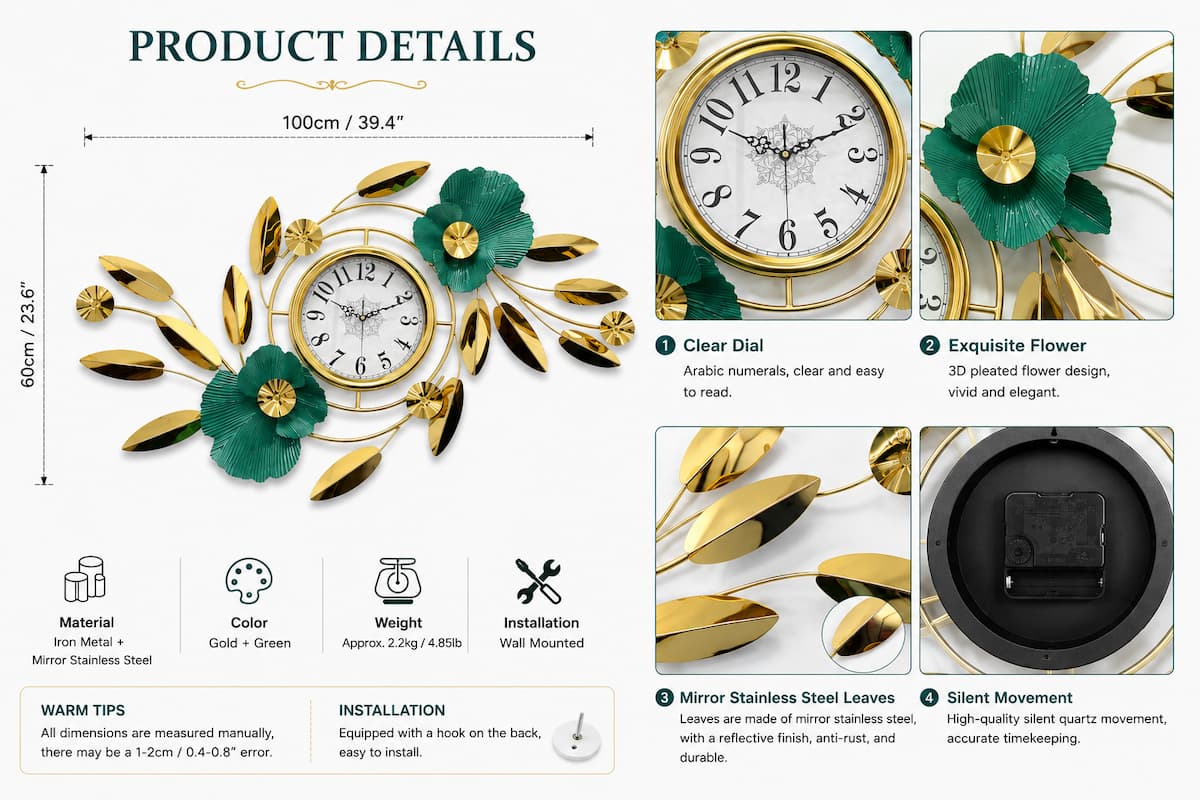 Modern Creative Stainless Steel Wall Clock