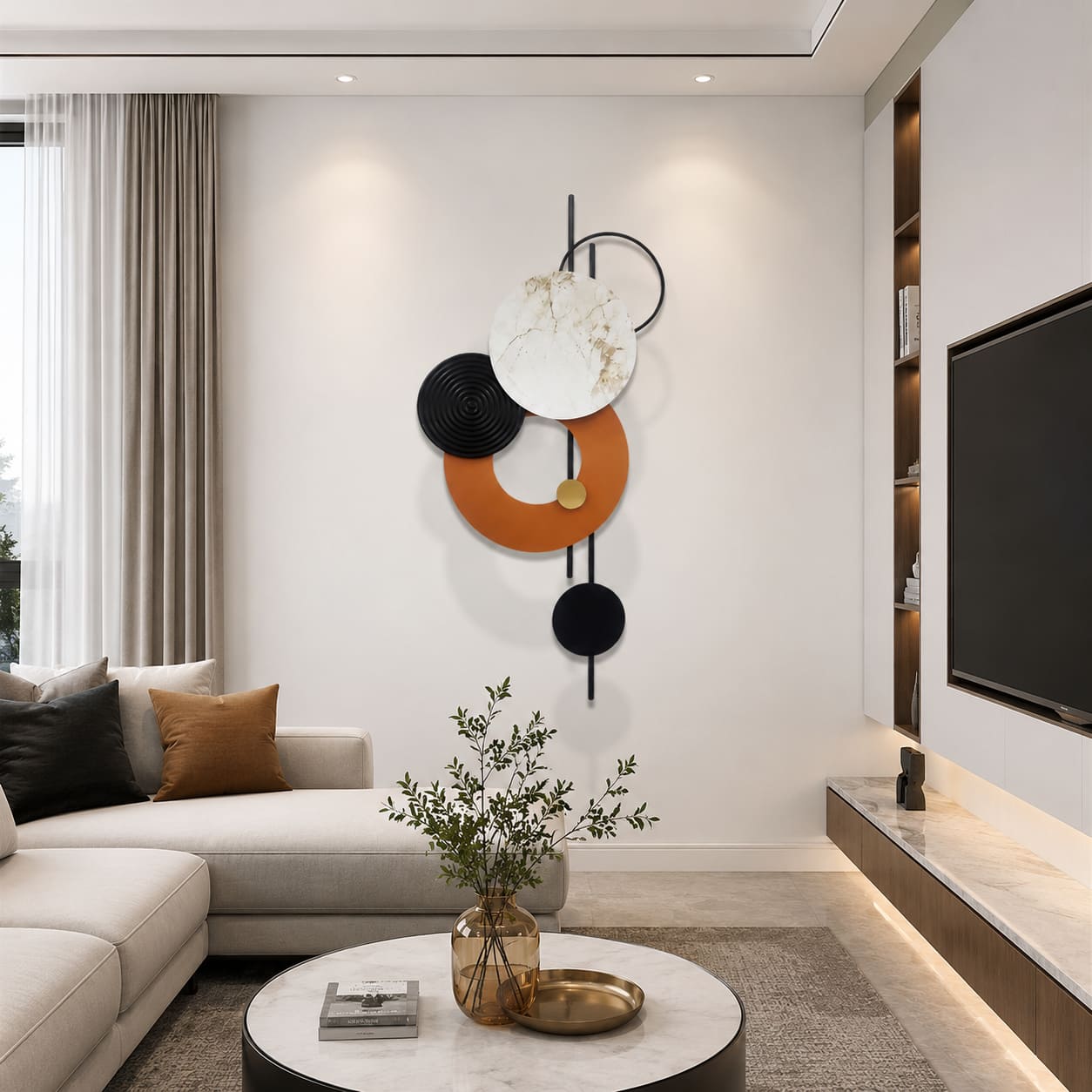 Geometric Metal Wall Sculpture Home Decor