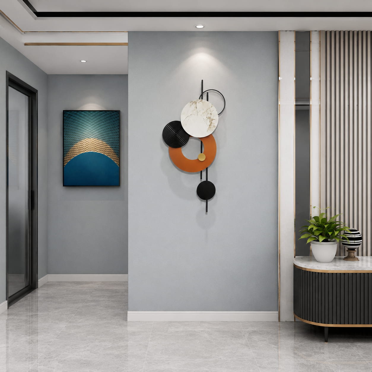 Geometric Metal Wall Sculpture Home Decor
