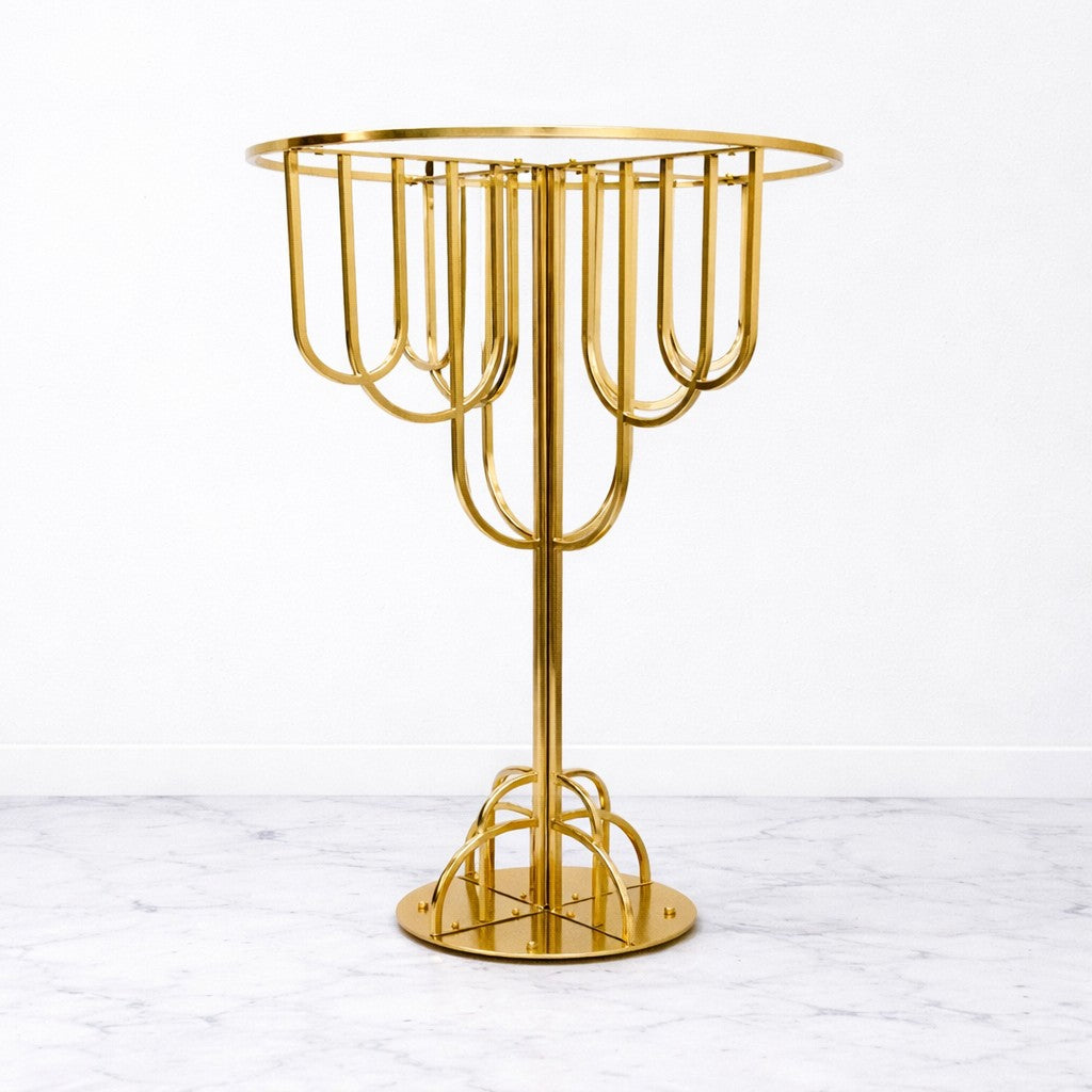 32" Gold Round Metal Flower Stand 
