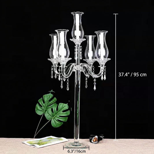 5 Arm 37.4" Crystal Glass Candelabra