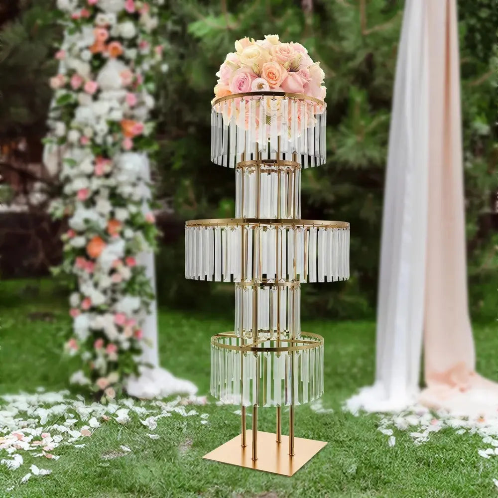 40" Gold 5-Tier Round Metal Flower Stand