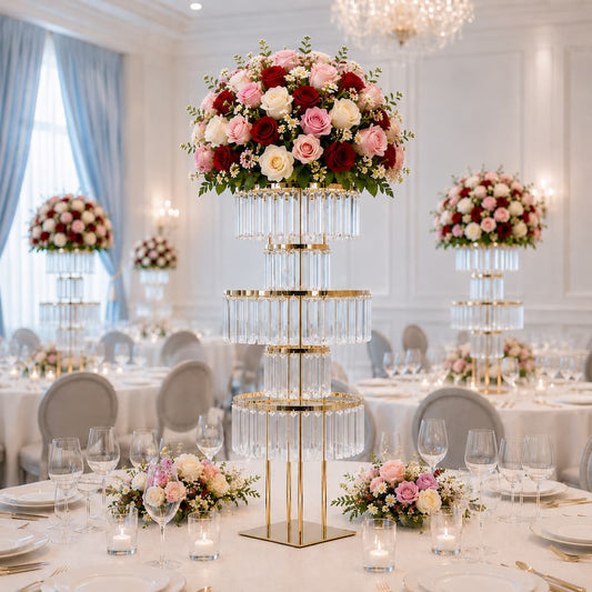 40" Gold 5-Tier Round Metal Flower Stand
