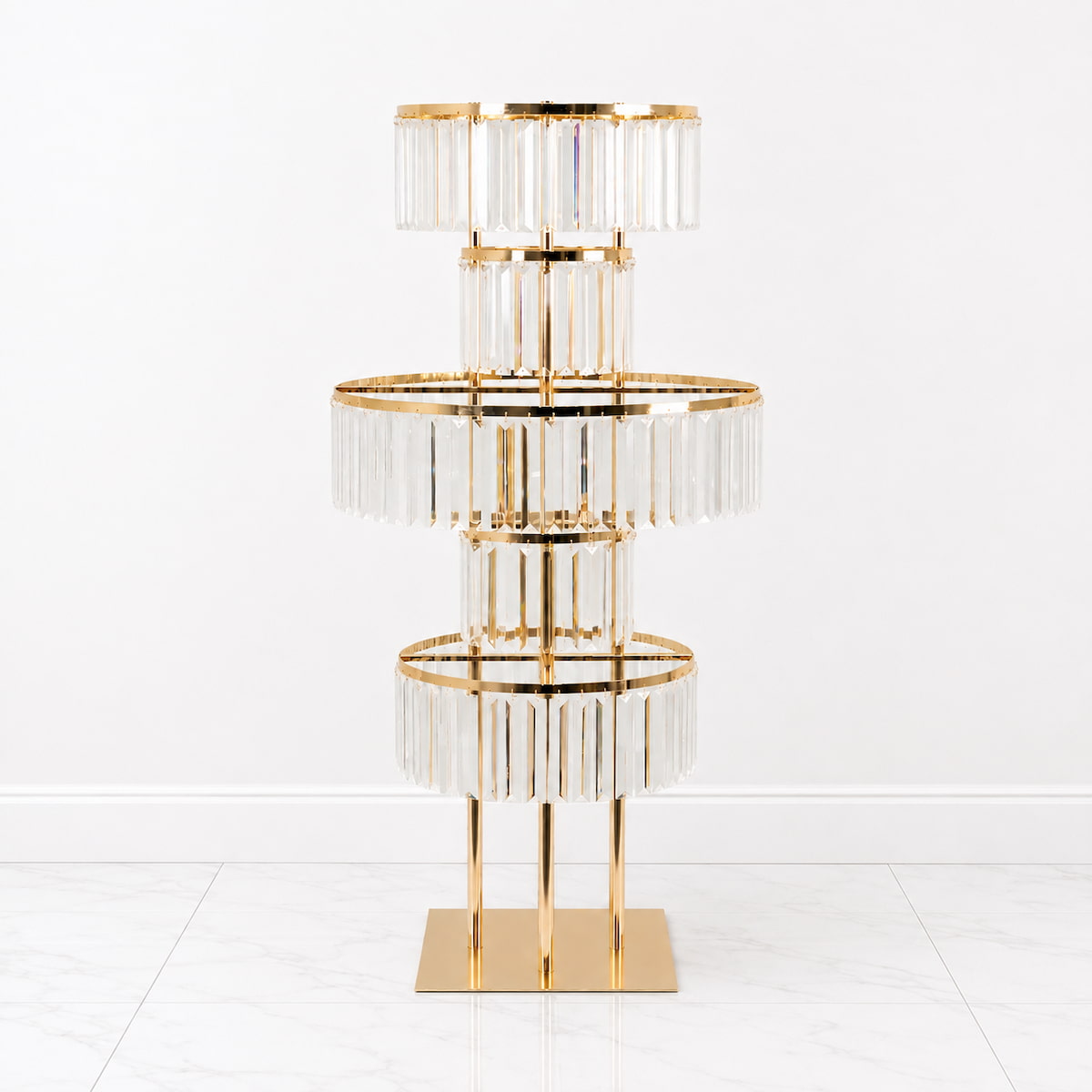 40" Gold 5-Tier Round Metal Flower Stand