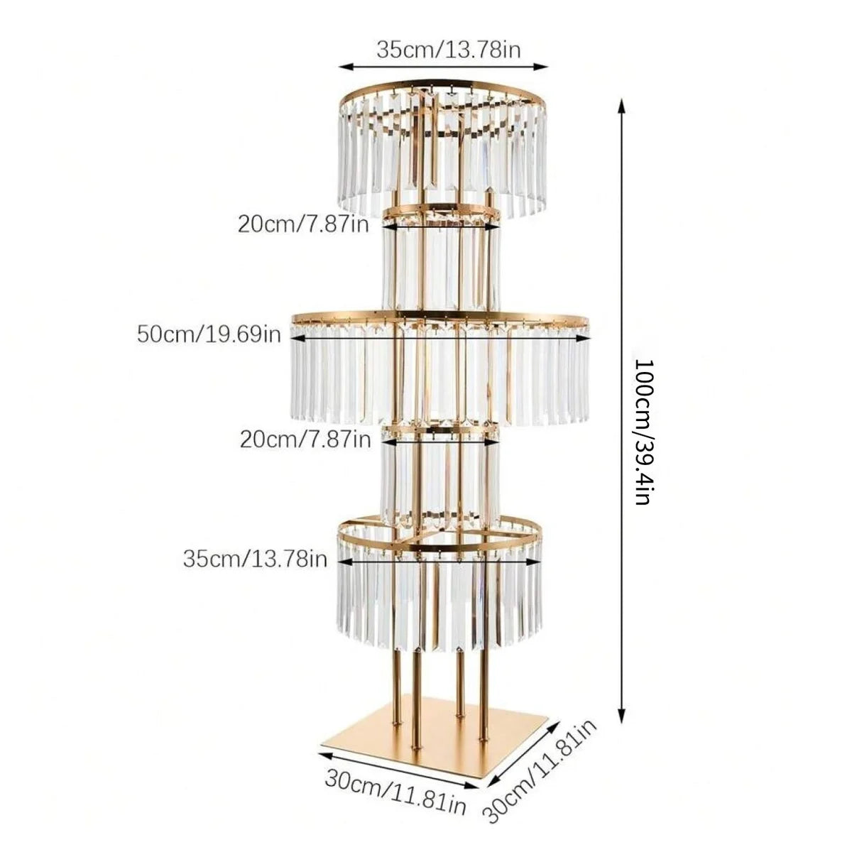 40" Gold 5-Tier Round Metal Flower Stand Size