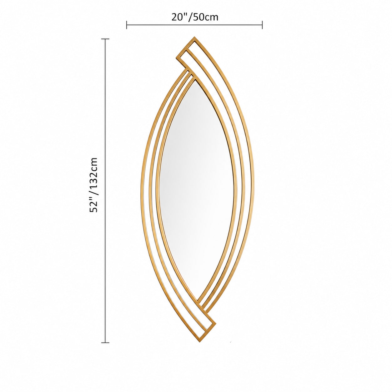 Modern Geometric Gold Metal Wall Mirror
