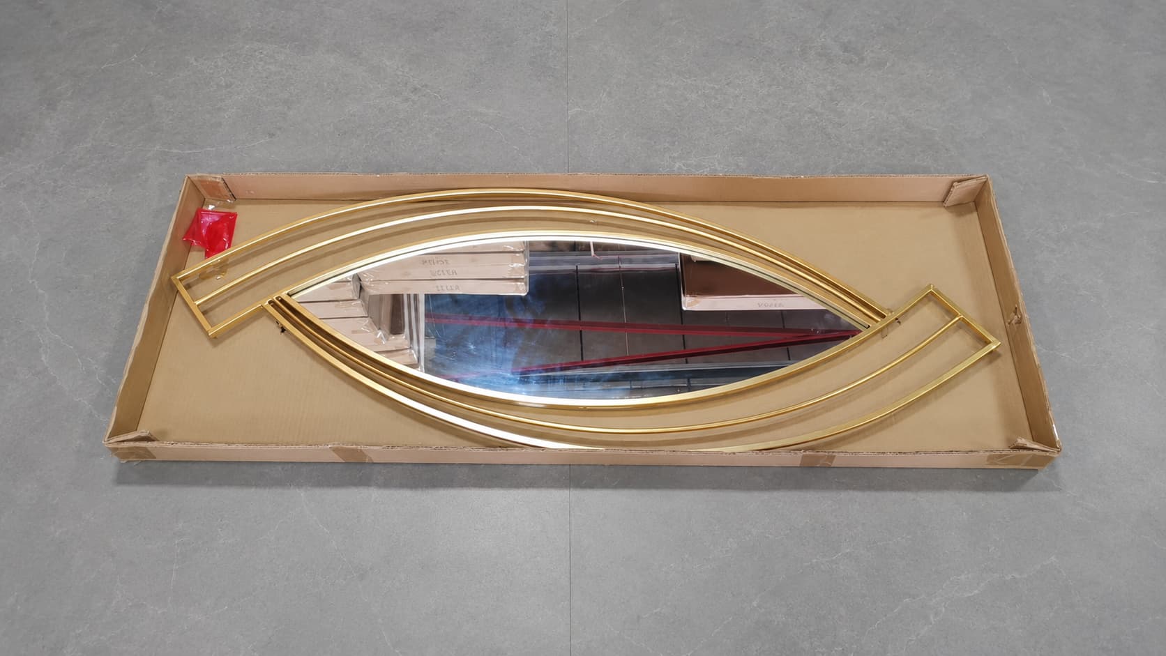 Modern Geometric Gold Metal Wall Mirror