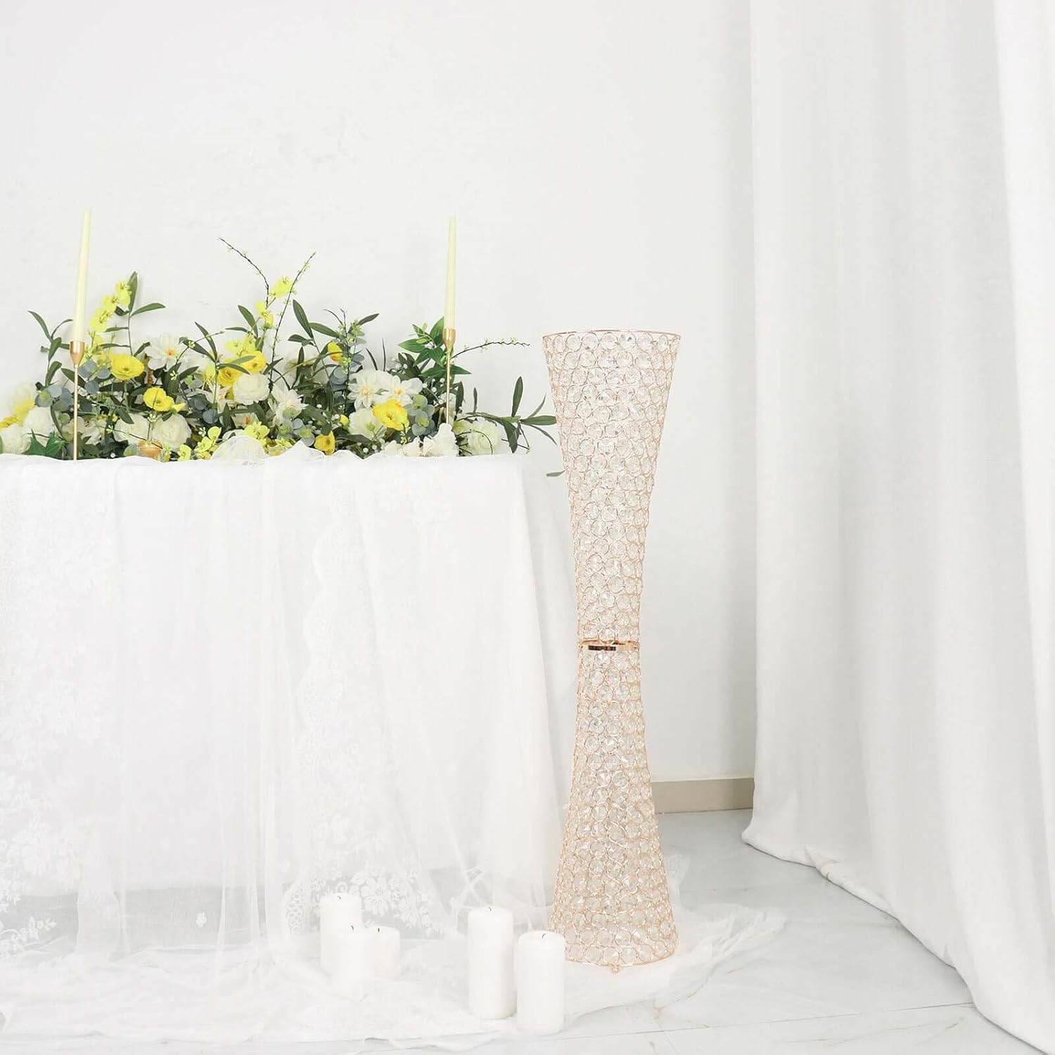 36" Gold Full Crystal Centerpiece Stand 