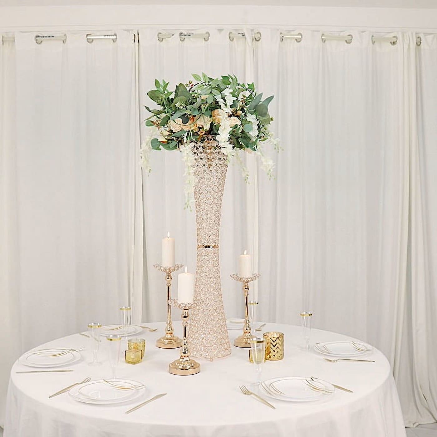 36" Gold Full Crystal Centerpiece Stand 