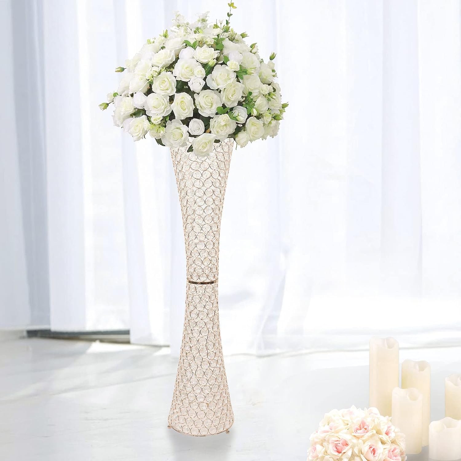 36" Gold Full Crystal Centerpiece Stand 